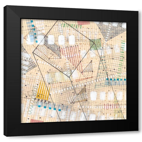 Grid Lines II Black Modern Wood Framed Art Print with Double Matting by Galapon, Nikki