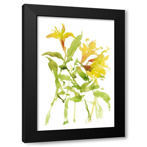 Watercolor Lilies I Black Modern Wood Framed Art Print with Double Matting by Wang, Melissa
