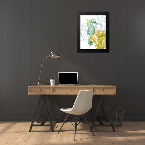 Undersea Creatures I Black Modern Wood Framed Art Print by Wang, Melissa