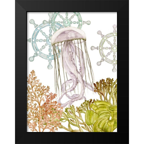 Undersea Creatures III Black Modern Wood Framed Art Print by Wang, Melissa