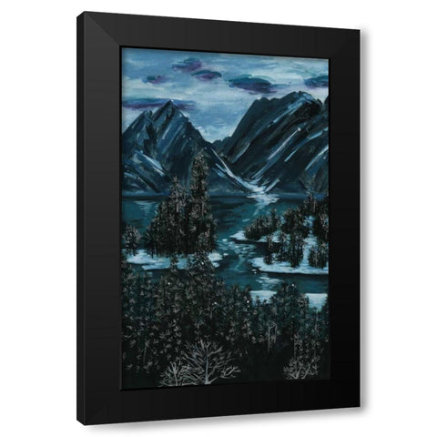 Mountainscape II Black Modern Wood Framed Art Print with Double Matting by Wang, Melissa