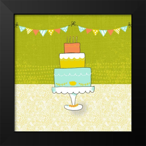 Retro Birthday II Black Modern Wood Framed Art Print by Zarris, Chariklia