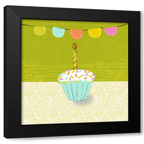 Retro Birthday III Black Modern Wood Framed Art Print by Zarris, Chariklia