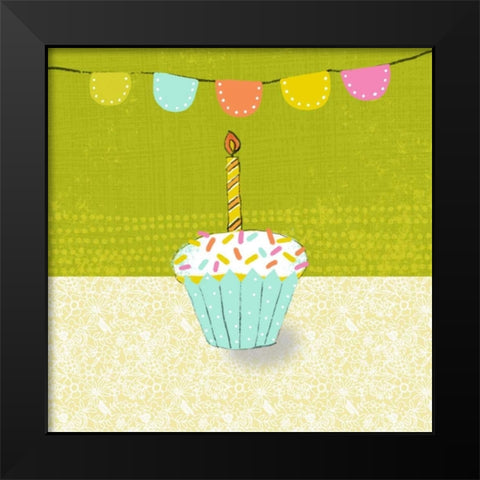 Retro Birthday III Black Modern Wood Framed Art Print by Zarris, Chariklia