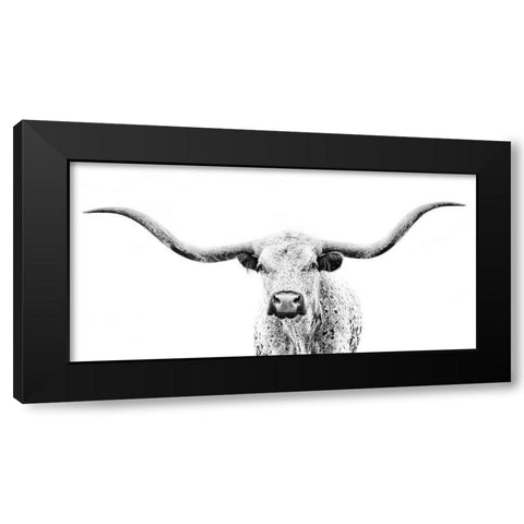 Longhorn Gaze Black Modern Wood Framed Art Print by PHBurchett
