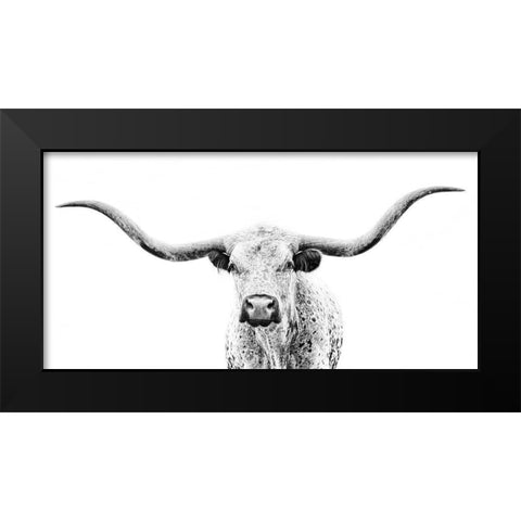 Longhorn Gaze Black Modern Wood Framed Art Print by PHBurchett