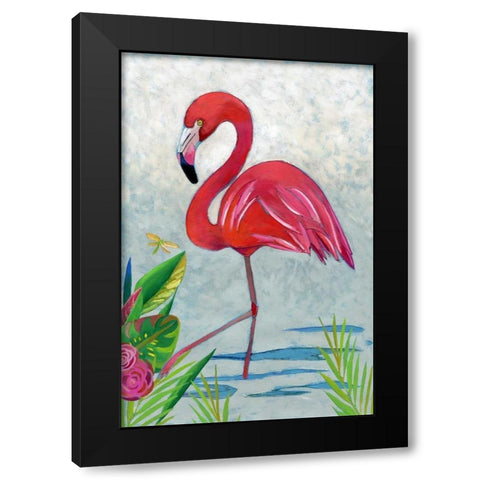 Vivid Flamingo I Black Modern Wood Framed Art Print by Zarris, Chariklia