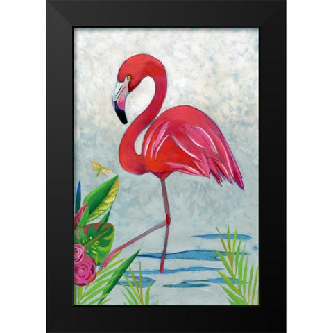 Vivid Flamingo I Black Modern Wood Framed Art Print by Zarris, Chariklia