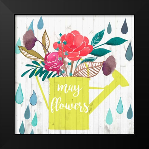April Showers and May Flowers II Black Modern Wood Framed Art Print by Studio W