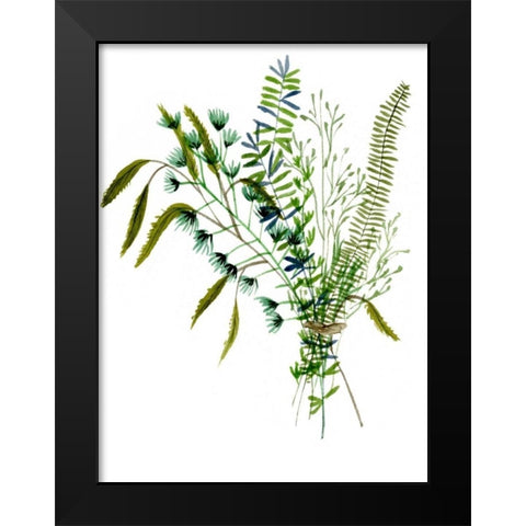 Green Bouquet I Black Modern Wood Framed Art Print by Wang, Melissa