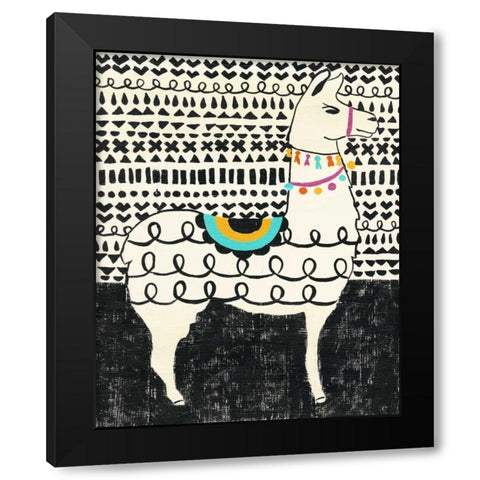 Party Llama I Black Modern Wood Framed Art Print with Double Matting by Zarris, Chariklia