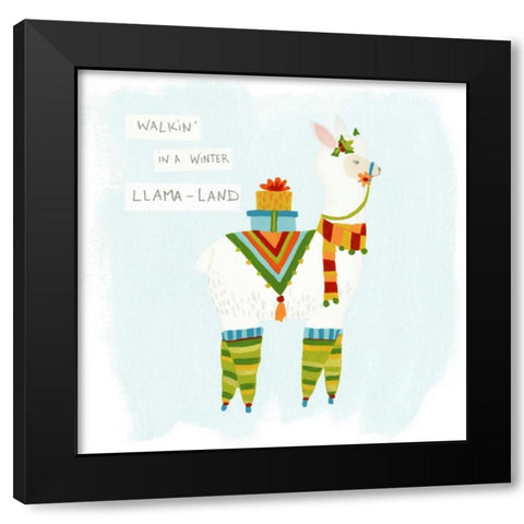 Fa-la-la-la Llama II Black Modern Wood Framed Art Print by Vess, June Erica