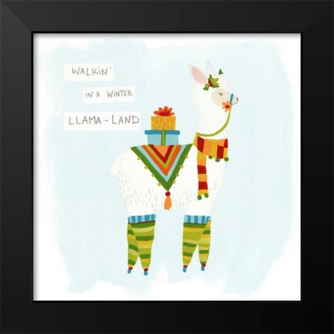 Fa-la-la-la Llama II Black Modern Wood Framed Art Print by Vess, June Erica