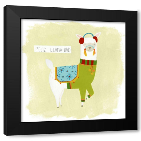 Fa-la-la-la Llama III Black Modern Wood Framed Art Print by Vess, June Erica