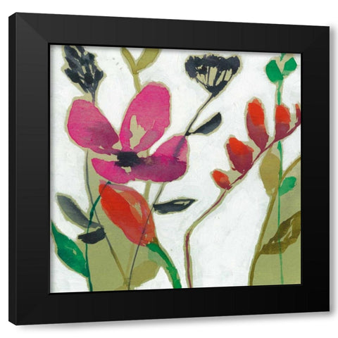 Vivid Flowers I Black Modern Wood Framed Art Print with Double Matting by Goldberger, Jennifer