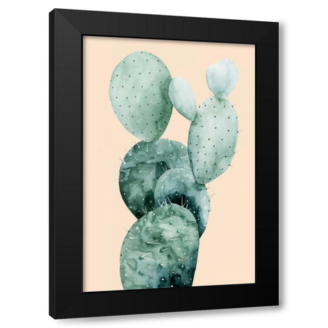Cactus on Coral I Black Modern Wood Framed Art Print by Popp, Grace