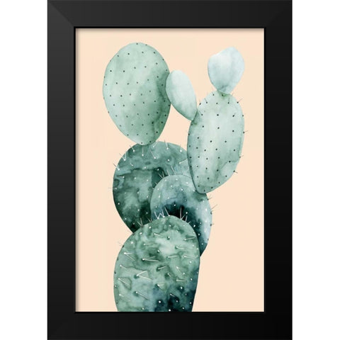 Cactus on Coral I Black Modern Wood Framed Art Print by Popp, Grace