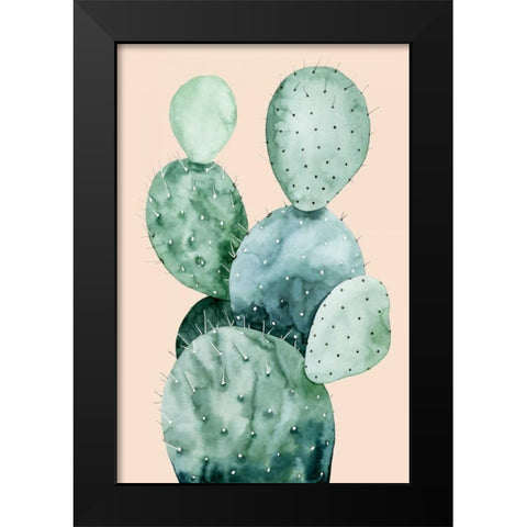 Cactus on Coral II Black Modern Wood Framed Art Print by Popp, Grace