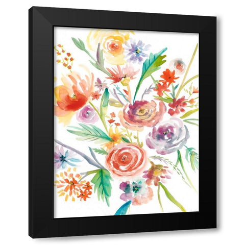 Floating Florals I Black Modern Wood Framed Art Print by Zarris, Chariklia