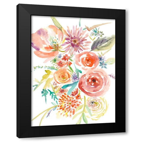 Floating Florals II Black Modern Wood Framed Art Print with Double Matting by Zarris, Chariklia