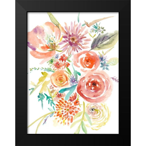 Floating Florals II Black Modern Wood Framed Art Print by Zarris, Chariklia