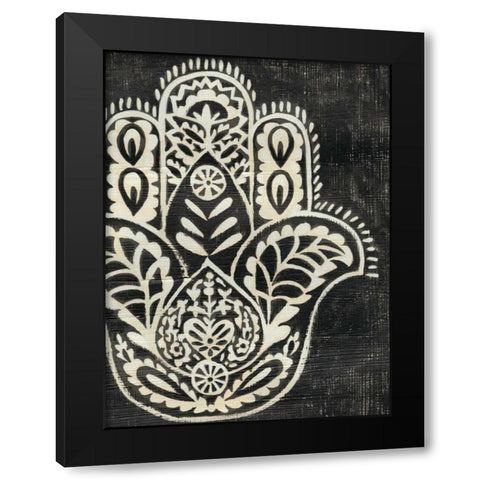 Night Hamsa I Black Modern Wood Framed Art Print with Double Matting by Zarris, Chariklia