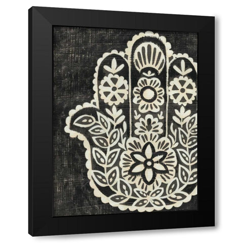 Night Hamsa II Black Modern Wood Framed Art Print with Double Matting by Zarris, Chariklia