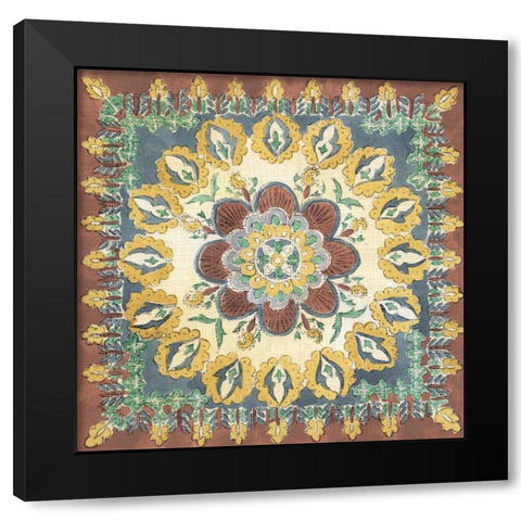 Batik Rosette I Black Modern Wood Framed Art Print with Double Matting by Zarris, Chariklia