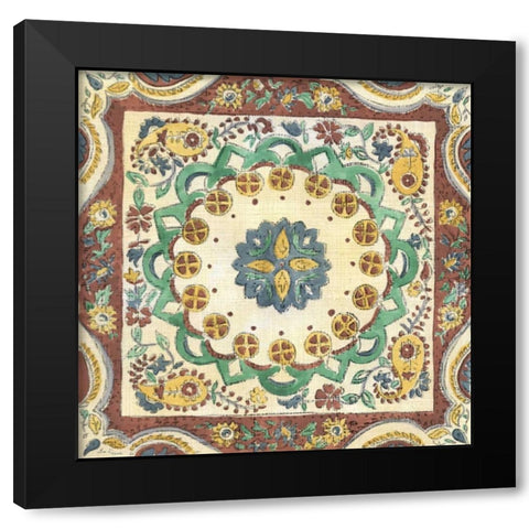 Batik Rosette II Black Modern Wood Framed Art Print with Double Matting by Zarris, Chariklia