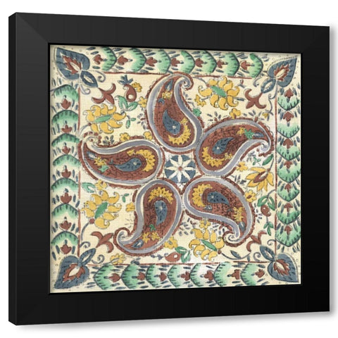 Batik Rosette III Black Modern Wood Framed Art Print with Double Matting by Zarris, Chariklia