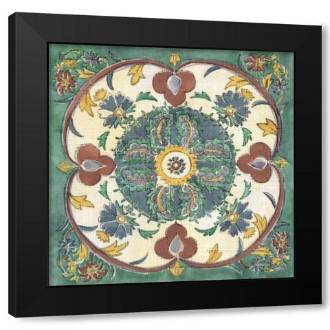 Batik Rosette IV Black Modern Wood Framed Art Print with Double Matting by Zarris, Chariklia