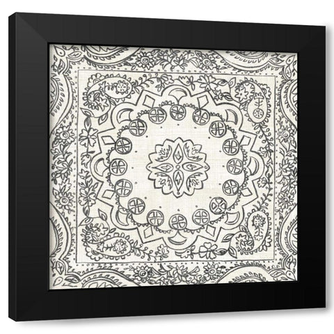 BandW Batik Rosette II Black Modern Wood Framed Art Print with Double Matting by Zarris, Chariklia