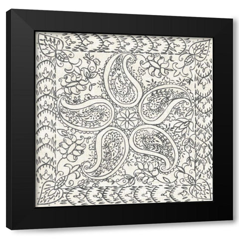 BandW Batik Rosette III Black Modern Wood Framed Art Print with Double Matting by Zarris, Chariklia
