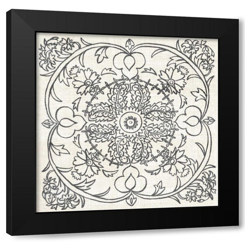 BandW Batik Rosette IV Black Modern Wood Framed Art Print by Zarris, Chariklia