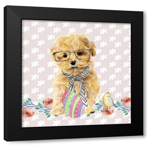 Easter Pups I Black Modern Wood Framed Art Print with Double Matting by Wang, Melissa