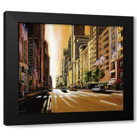 Light of Manhattan Black Modern Wood Framed Art Print by Mica