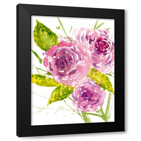 Bouquet Rose I Black Modern Wood Framed Art Print with Double Matting by Wang, Melissa