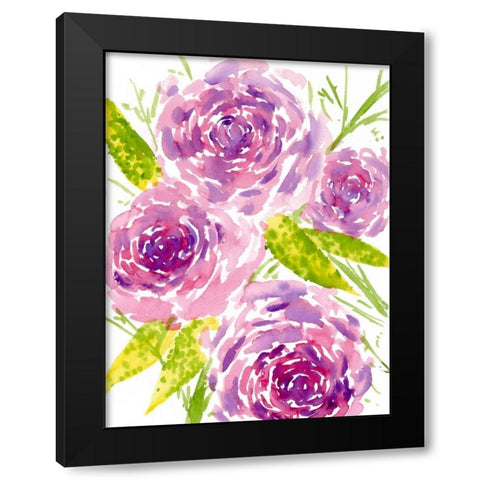 Bouquet Rose II Black Modern Wood Framed Art Print with Double Matting by Wang, Melissa