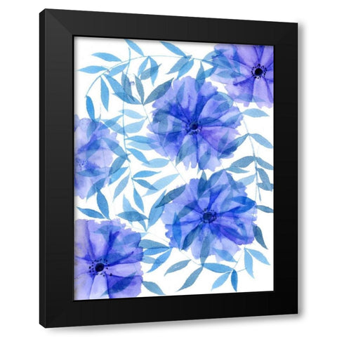 Midnight Flowers I Black Modern Wood Framed Art Print with Double Matting by Wang, Melissa