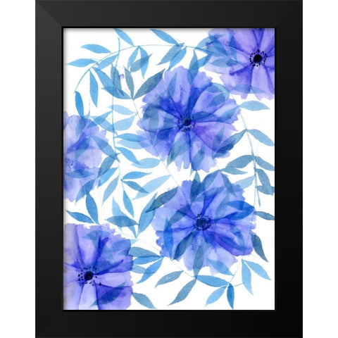 Midnight Flowers I Black Modern Wood Framed Art Print by Wang, Melissa