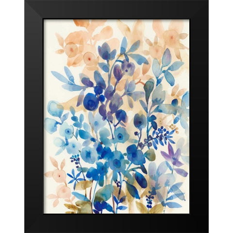 Blueberry Floral I Black Modern Wood Framed Art Print by OToole, Tim