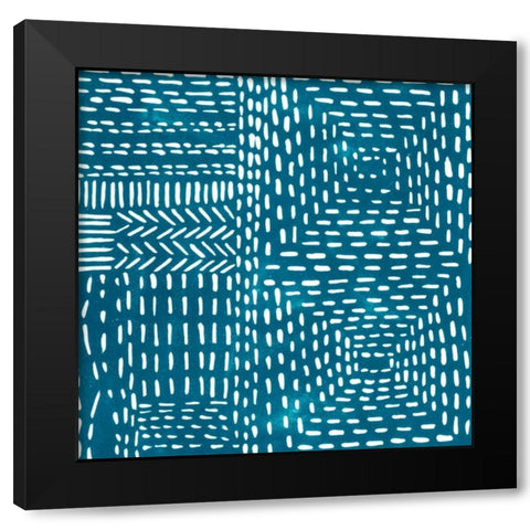 Sashiko Stitches I Black Modern Wood Framed Art Print with Double Matting by Zarris, Chariklia