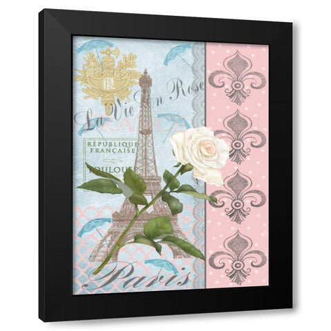 La Vie en Rose I Black Modern Wood Framed Art Print by Reynolds, Jade