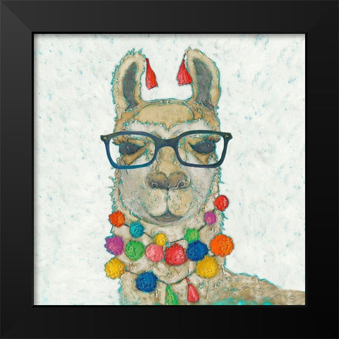 Llama Love with Glasses I Black Modern Wood Framed Art Print by Zarris, Chariklia