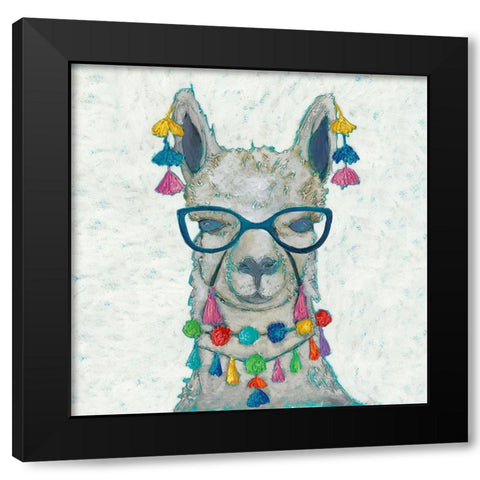 Llama Love with Glasses II Black Modern Wood Framed Art Print with Double Matting by Zarris, Chariklia