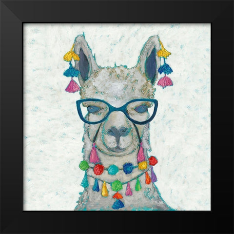 Llama Love with Glasses II Black Modern Wood Framed Art Print by Zarris, Chariklia