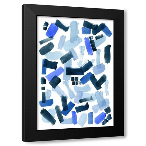 Cerulean Strokes I Black Modern Wood Framed Art Print with Double Matting by Popp, Grace