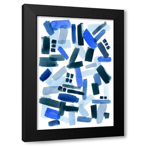 Cerulean Strokes II Black Modern Wood Framed Art Print by Popp, Grace