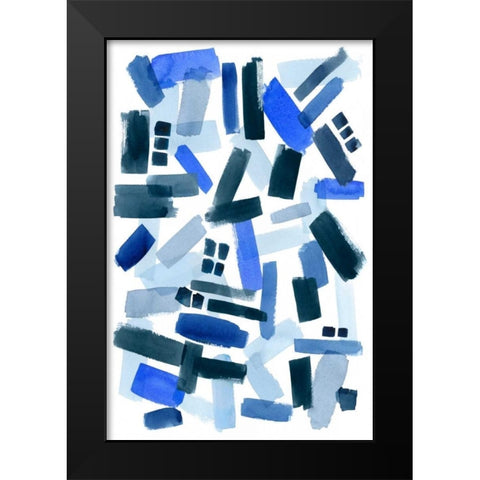 Cerulean Strokes II Black Modern Wood Framed Art Print by Popp, Grace
