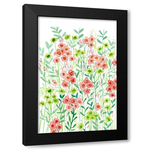 Wall Flowers I Black Modern Wood Framed Art Print with Double Matting by Wang, Melissa